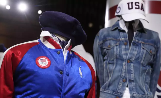 FILE - Team USA Paris Olympics attire is displayed at Ralph Lauren headquarters on Monday, June 17, 2024, in New York. (Photo by Charles Sykes/Invision/AP, File)