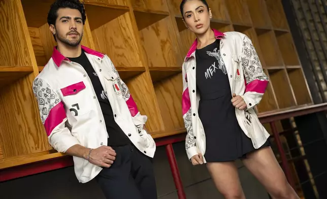 This image released by Men's Fashion, show models wearing Mexican uniforms for the opening ceremony of Paris Olympic Games. (Men's Fashion via AP)