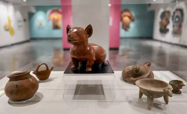 Pre-Columbian artifacts from Mexico are displayed as part of the 'Repatriation and Its Impact' exhibit at The Parthenon, Tuesday, July 2, 2024, in Nashville, Tenn. The museum is working to repatriate the pieces back to Mexico. (AP Photo/George Walker IV)