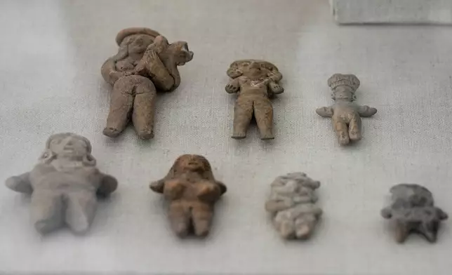 Pre-Columbian artifacts from Mexico are displayed as part of the 'Repatriation and Its Impact' exhibit at The Parthenon, Tuesday, July 2, 2024, in Nashville, Tenn. The museum is working to repatriate the pieces back to Mexico. (AP Photo/George Walker IV)