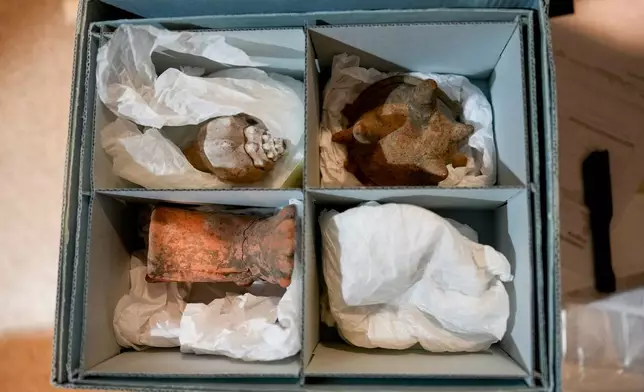 Pre-Columbian artifacts from Mexico are seen at The Parthenon, Tuesday, July 2, 2024, in Nashville, Tenn. The museum is working to repatriate the pieces back to Mexico. (AP Photo/George Walker IV)