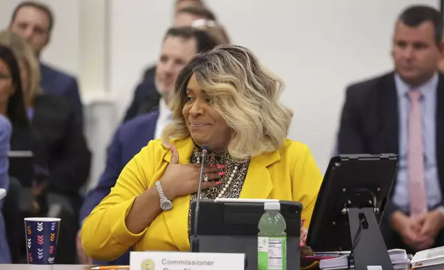 Pinellas County Commissioner Rene Flowers attends a meeting of the Pinellas County commissioners on Tuesday, July 30, 2024, in Clearwater, Fla., where they voted for funding for a new Tampa Bay Rays ballpark. (Douglas R. Clifford/Tampa Bay Times via AP)