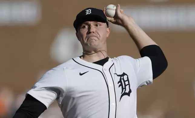 Detroit Tigers' Tarik Skubal pitches against the Minnesota Twins during the second inning of a baseball game, Saturday, July 27, 2024, in Detroit. (AP Photo/Duane Burleson)