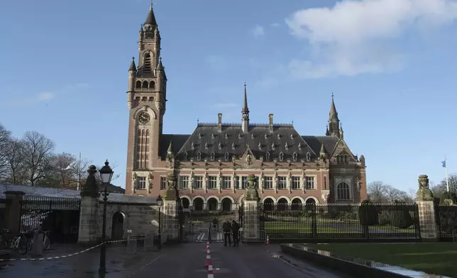 FILE - A view of the Peace Palace, which houses the International Court of Justice, or World Court, in The Hague, Netherlands, on Jan. 26, 2024. (AP Photo/Patrick Post, File)