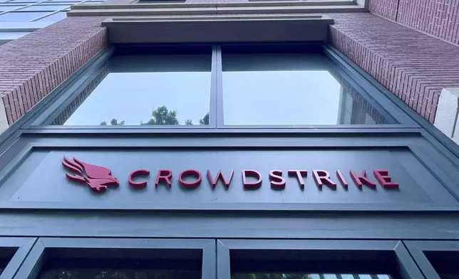 A Crowdstrike office is shown in Sunnyvale, Calif., on Friday, July 19, 2024. An overnight outage was blamed on a software update that cybersecurity firm CrowdStrike sent to Microsoft computers of its corporate customers including many airlines. (AP Photo/Haven Daley)