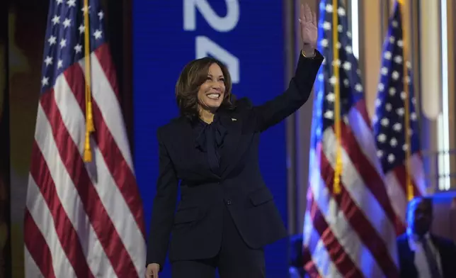 Democratic presidential nominee Vice President Kamala Harris speaks during the Democratic National Convention Thursday, Aug. 22, 2024, in Chicago. (AP Photo/Erin Hooley)