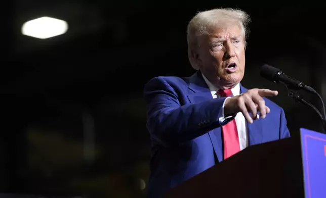 Republican presidential nominee former President Donald Trump speaks during a campaign event at Alro Steel, Thursday, Aug. 29, 2024, in Potterville, Mich. (AP Photo/Alex Brandon)