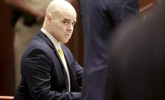 Robert Telles waits in the courtroom during a break in proceedings during his murder trial for the death of Las Vegas Review-Journal investigative journalist Jeff German at the Regional Justice Center in Las Vegas, Thursday, Aug. 15, 2024. Telles has pleaded not guilty. (K.M. Cannon/Las Vegas Review-Journal via AP, Pool)