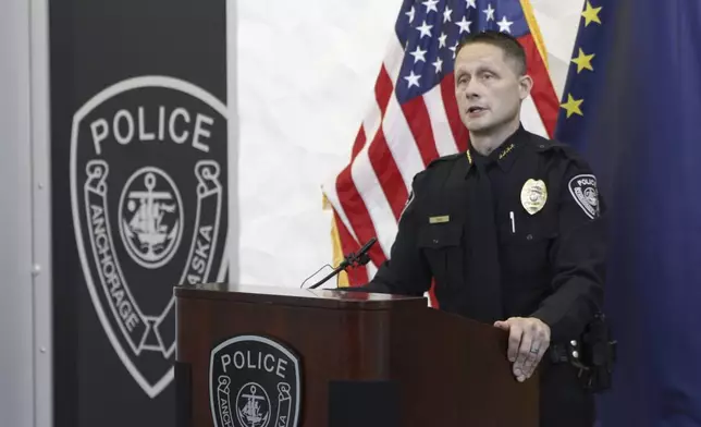 Anchorage Police Chief Sean Case addresses a news conference Monday, Aug. 19, 2024, after officers shot and killed 16-year-old Easter Leafa, who had recently moved to Alaska from American Samoa. (AP Photo/Mark Thiessen)