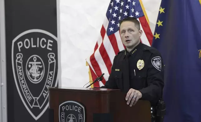 Anchorage Police Chief Sean Case addresses a news conference Monday, Aug. 19, 2024, after officers shot and killed 16-year-old Easter Leafa, who had recently moved to Alaska from American Samoa. (AP Photo/Mark Thiessen)