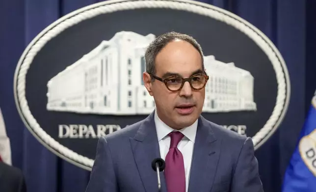 Assistant Attorney General Jonathan Kanter of the Justice Department's Antitrust Division speaks with reporters about an antitrust lawsuit against real estate software company RealPage during a news conference at the Department of Justice, Friday, Aug. 23, 2024, in Washington. (AP Photo/Mark Schiefelbein)