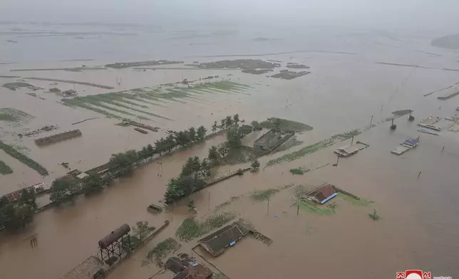 FILE - This undated photo provided on July 29, 2024 by the North Korean government, shows a flood-hit area in North Phyongan province, North Korea. Independent journalists were not given access to cover the event depicted in this image distributed by the North Korean government. The content of this image is as provided and cannot be independently verified. Korean language watermark on image as provided by source reads: "KCNA" which is the abbreviation for Korean Central News Agency. (Korean Central News Agency/Korea News Service via AP, File)