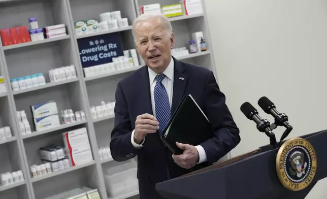 FILE - President Joe Biden leaves after speaking about prescription drug costs at the National Institutes of Health in Bethesda, Md., Dec. 14, 2023. (AP Photo/Andrew Harnik, File)