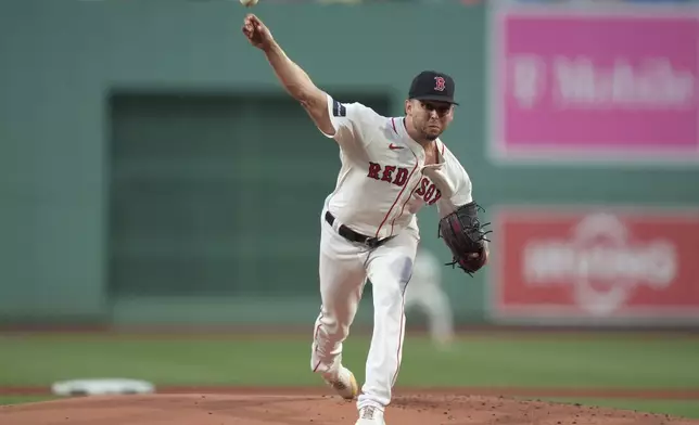 Boston Red Sox's Kutter Crawford delivers a pitch to a Toronto Blue Jays' batter in the first inning of a baseball game Thursday, Aug. 29, 2024, in Boston. (AP Photo/Steven Senne)