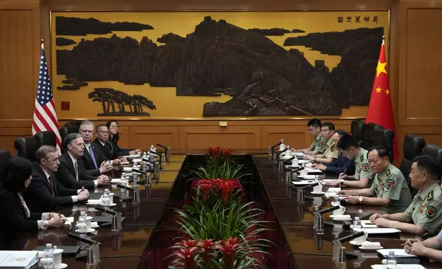 Zhang Youxia, Vice Chairman of the CPC Central Military Commission, second from right, holds a meeting with White House national security adviser Jake Sullivan, second from left. during a meeting at the Bayi building in Beijing, Thursday, Aug. 29, 2024. (AP Photo/Ng Han Guan, Pool)