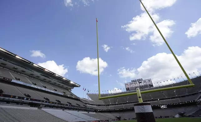 FILE - Kyle Field, home of the Texas A&amp;M football team, is shown before an NCAA college football game against Vanderbilt, Sept. 26, 2020, in College Station, Texas. (AP Photo/David J. Phillip, File)