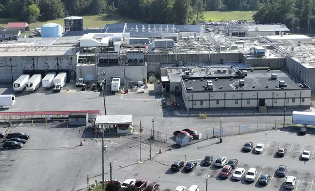 Aerial view of the Boar's Head processing plant that was tied to a deadly food poisoning outbreak Thursday Aug. 29, 2024, in Jarratt, Va. (AP Photo/Steve Helber)