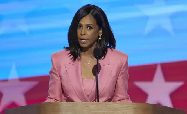 Maya Harris, sister of Democratic presidential nominee Vice President Kamala Harris, speaks during the Democratic National Convention Thursday, Aug. 22, 2024, in Chicago. (AP Photo/J. Scott Applewhite)