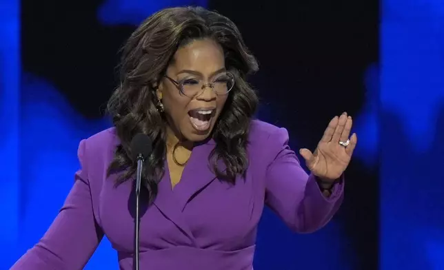 Oprah Winfrey speaks during the Democratic National Convention Wednesday, Aug. 21, 2024, in Chicago. (AP Photo/J. Scott Applewhite)