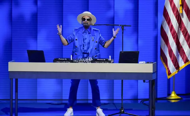 DJ Cassidy speaks during Roll Call at the Democratic National Convention Tuesday, Aug. 20, 2024, in Chicago. (AP Photo/J. Scott Applewhite)