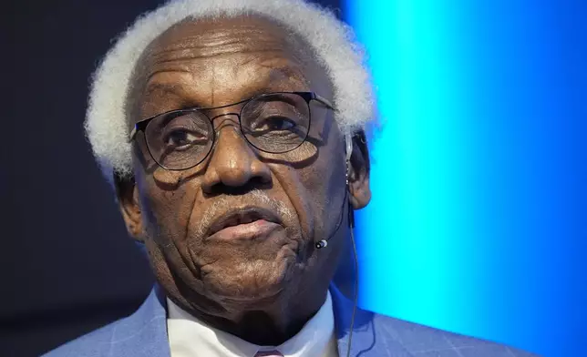 Leslie-Burl McLemore, a retired Jackson State University political science professor and longtime civil rights activist, speaks July 10, 2024, at the Mississippi Civil Rights Museum and Museum of Mississippi History in Jackson, Miss. (AP Photo/Rogelio V. Solis)