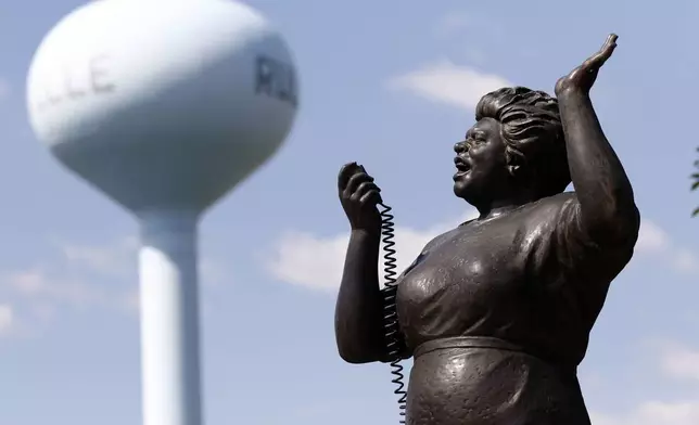 FILE - A statue of the late civil rights activist Fannie Lou Hamer is displayed in a memorial garden in her hometown of Ruleville, Miss., on Oct. 5, 2017. (AP Photo/Rogelio V. Solis, File)
