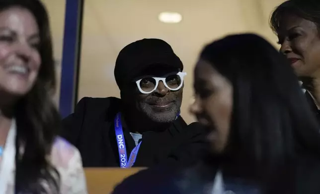 Filmmaker Spike Lee attends the Democratic National Convention Monday, Aug. 19, 2024, in Chicago. (AP Photo/Brynn Anderson)