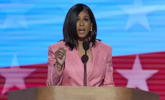 Maya Harris, sister of Democratic presidential nominee Vice President Kamala Harris, speaks during the Democratic National Convention Thursday, Aug. 22, 2024, in Chicago. (AP Photo/J. Scott Applewhite)