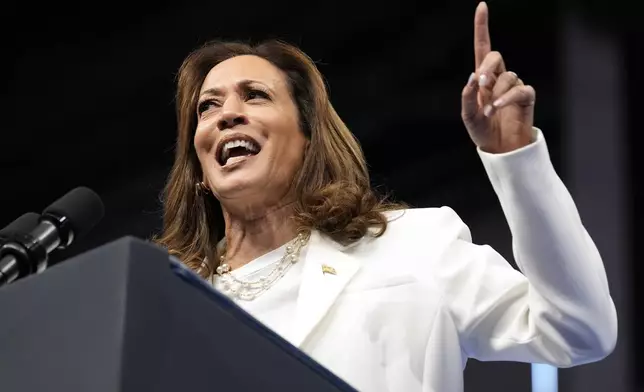 Democratic presidential nominee Vice President Kamala Harris speaks at a campaign rally in Savannah, Ga., Thursday, Aug. 29, 2024. (AP Photo/Jacquelyn Martin)