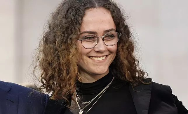 FILE - Ella Emhoff appears at a rally for her stepmother Sen. Kamala Harris in Oakland, Calif., Jan. 27, 2019. (AP Photo/Tony Avelar, File)