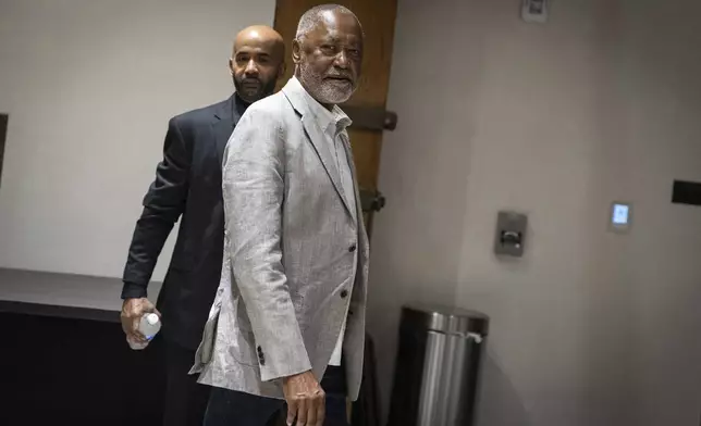 Former Minneapolis City council member Don Samuels arrives at an election night watch party in Minneapolis, Tuesday, Aug. 13, 2024. (Ben Hovland/Minnesota Public Radio via AP)