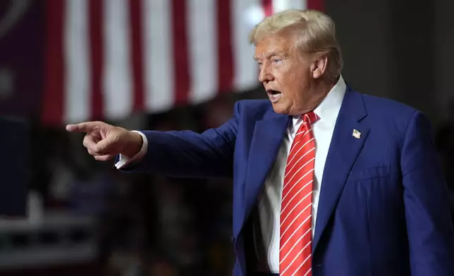 Republican presidential nominee former President Donald Trump arrives at a campaign event, Friday, Aug. 30, 2024, in Johnstown, Pa. (AP Photo/Alex Brandon)