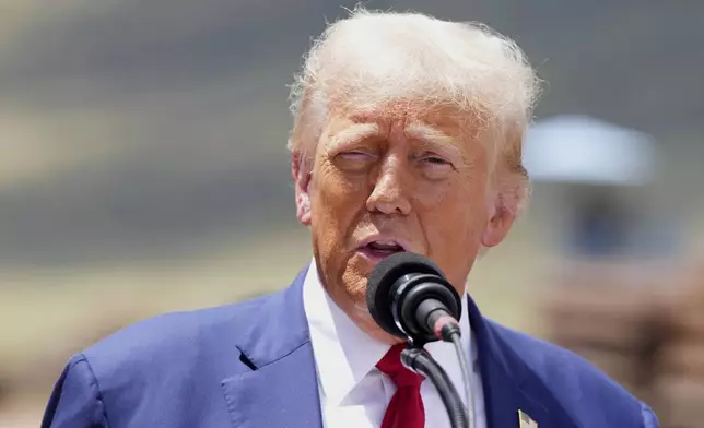 Republican presidential nominee former President Donald Trump speaks along the southern border with Mexico, Thursday, Aug. 22, 2024, in Sierra Vista, Ariz. (AP Photo/Rick Scuteri)