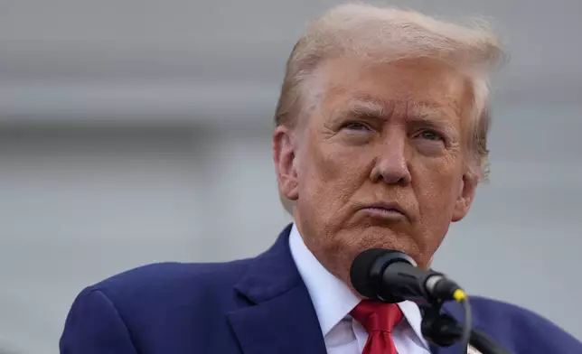 Republican presidential nominee former President Donald Trump speaks at a news conference at Trump National Golf Club, Thursday, Aug. 15, 2024, in Bedminster, N.J. (AP Photo/Julia Nikhinson)