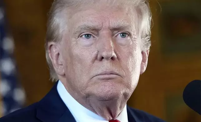 Republican presidential nominee former President Donald Trump listens to a question as he speaks to reporters during a news conference at his Mar-a-Lago estate Thursday, Aug. 8, 2024, in Palm Beach, Fla. (AP Photo/Alex Brandon)