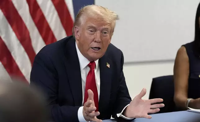 Republican presidential candidate former President Donald Trump speaks during a roundtable discussion with local Black business leaders at a campaign rally at Georgia State University in Atlanta, Saturday, Aug. 3, 2024. (AP Photo/John Bazemore)