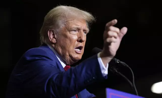 Republican presidential nominee former President Donald Trump speaks during a campaign event at Alro Steel, Thursday, Aug. 29, 2024, in Potterville, Mich. (AP Photo/Alex Brandon)