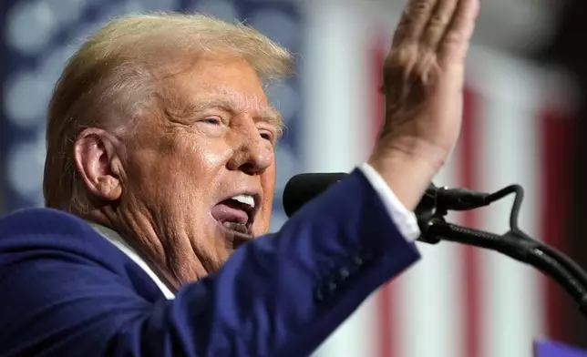 Republican presidential nominee former President Donald Trump speaks at a campaign event, Friday, Aug. 30, 2024, in Johnstown, Pa. (AP Photo/Alex Brandon)