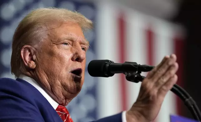 Republican presidential nominee former President Donald Trump speaks at a campaign event, Friday, Aug. 30, 2024, in Johnstown, Pa. (AP Photo/Alex Brandon)