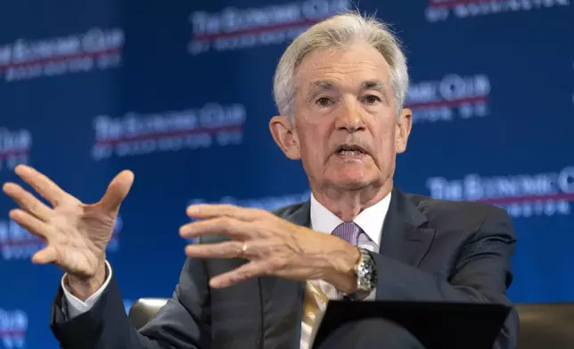 FILE - Federal Reserve Chair Jerome Powell participates in a conversation with Economic Club of Washington, DC, July 15, 2024, in Washington. (AP Photo/Manuel Balce Ceneta, File)