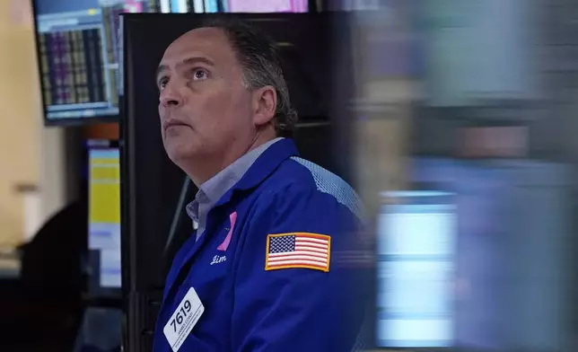 Trader James Conti on the floor of the New York Stock Exchange, Monday, Aug. 5, 2024. (AP Photo/Richard Drew)