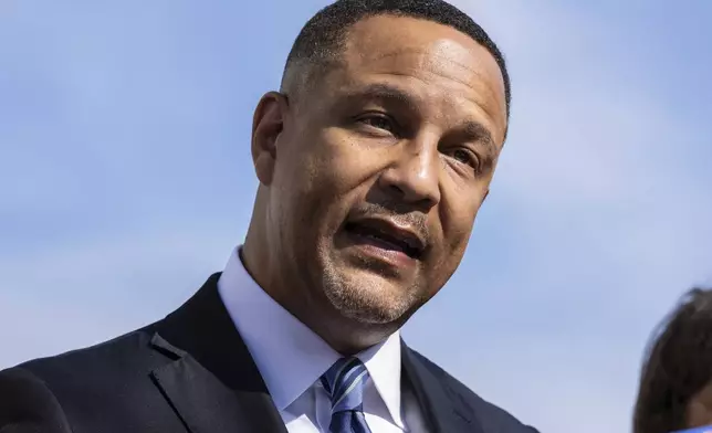 U.S. Attorney for the Eastern District of New York Breon Peace speaks to the media outside the federal courthouse in Central Islip, N.Y. on, Monday, Aug., 19, 2024. (AP Photo/Stefan Jeremiah)