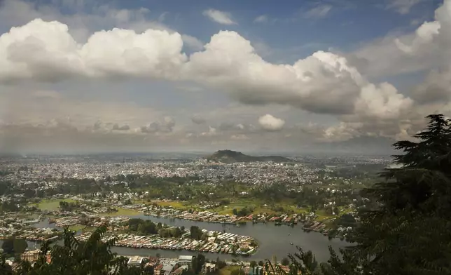 An overview of Dal Lake in Srinagar, Indian controlled Kashmir, Oct. 1, 2019. (AP Photo/Mukhtar Khan,File)