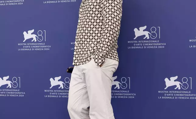 Antonio Banderas poses for photographers at the photo call for the film 'Babygirl' during the 81st edition of the Venice Film Festival in Venice, Italy, on Friday, Aug. 30, 2024. (Photo by Joel C Ryan/Invision/AP)