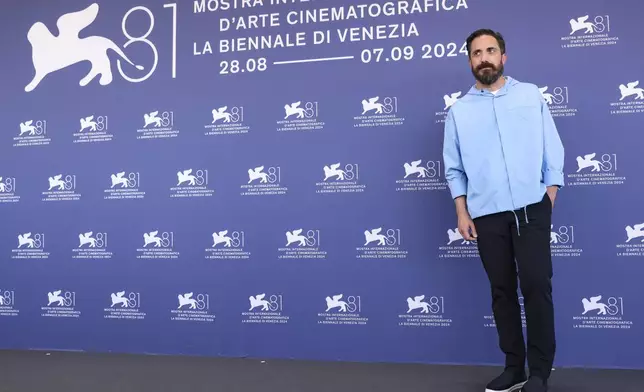 Director Pablo Larrain poses for photographers at the photo call for the film 'Maria' during the 81st edition of the Venice Film Festival in Venice, Italy, on Thursday, Aug. 29, 2024. (Photo by Vianney Le Caer/Invision/AP)