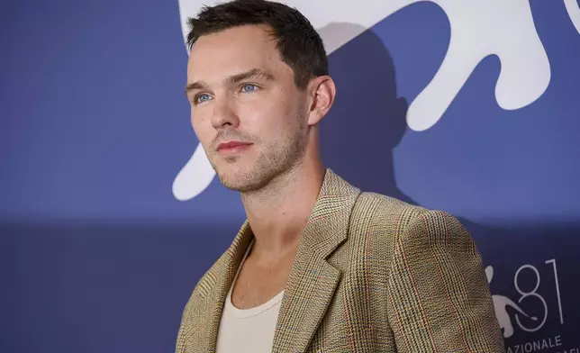 Nicholas Hoult poses for photographers at the photo call for the film 'The Order' during the 81st edition of the Venice Film Festival in Venice, Italy, on Saturday, Aug. 31, 2024. (Photo by Joel C Ryan/Invision/AP)