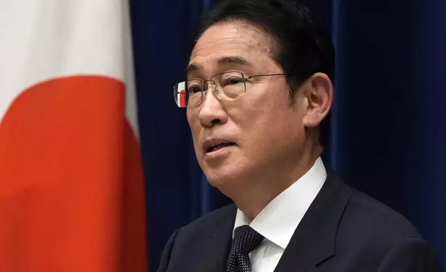 FILE - Japan's Prime Minister Fumio Kishida speaks during a news conference at the prime minister's office in Tokyo, June 21, 2024. (Franck Robichon/Pool Photo via AP, File)