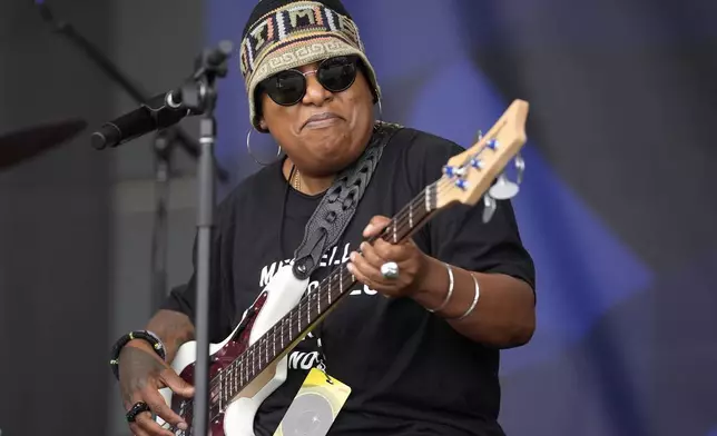 Meshell Ndegeocello performs during the Newport Jazz Festival, Sunday, Aug. 4, 2024, in Newport, R.I. (AP Photo/Steven Senne)