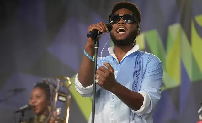 Cimafunk performs during the Newport Jazz Festival, Sunday, Aug. 4, 2024, in Newport, R.I. (AP Photo/Steven Senne)