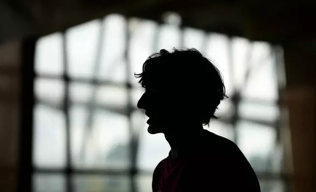 Teenage swimmer David Kratochvil poses for a photo during his training in Tachov, Czech Republic, Wednesday, July 3, 2024. (AP Photo/Petr David Josek)